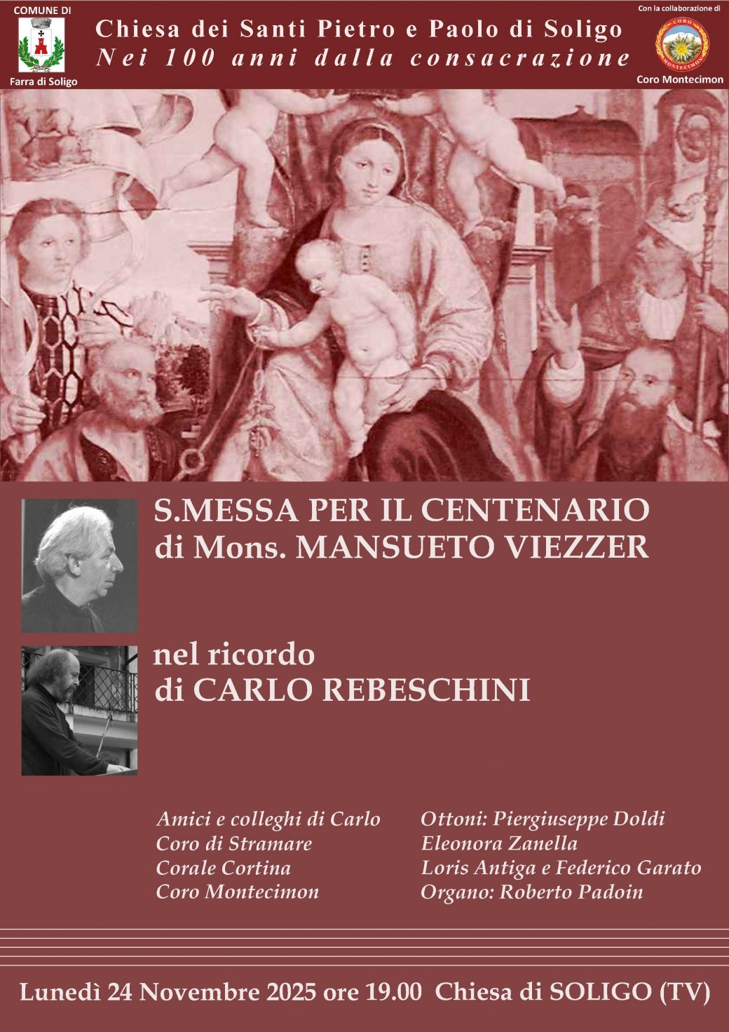 LOCANDINA MESSA PER VIEZZER E REBESCHINI - CHIESA DI SOLIGO 24-10-2025